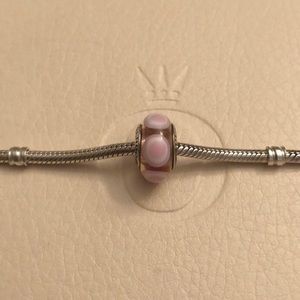 Authentic Pandora Pink Stepping Stone Murano Glass
